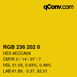 カラーコード: RGB 236 202 8 | qconv.com