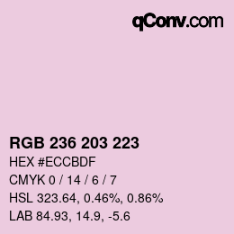 カラーコード: RGB 236 203 223 | qconv.com