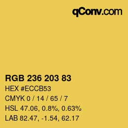 Color code: RGB 236 203 83 | qconv.com