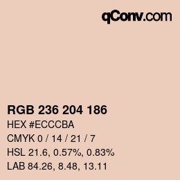 Color code: RGB 236 204 186 | qconv.com
