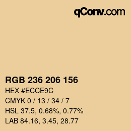 Color code: RGB 236 206 156 | qconv.com