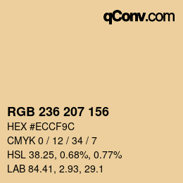 Color code: RGB 236 207 156 | qconv.com