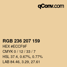 Código de color: RGB 236 207 159 | qconv.com