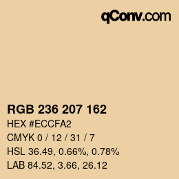 カラーコード: RGB 236 207 162 | qconv.com