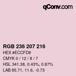 Color code: RGB 236 207 216 | qconv.com