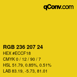颜色代码: RGB 236 207 24 | qconv.com