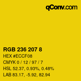 カラーコード: RGB 236 207 8 | qconv.com