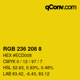 カラーコード: RGB 236 208 8 | qconv.com