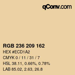 Color code: RGB 236 209 162 | qconv.com