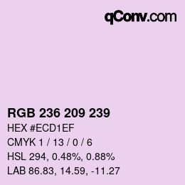 Color code: RGB 236 209 239 | qconv.com