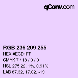 Color code: RGB 236 209 255 | qconv.com