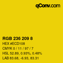 Color code: RGB 236 209 8 | qconv.com