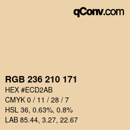 カラーコード: RGB 236 210 171 | qconv.com