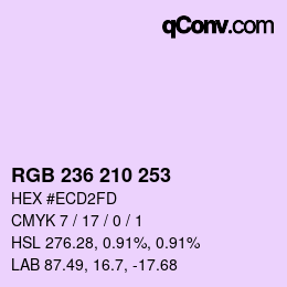 Color code: RGB 236 210 253 | qconv.com