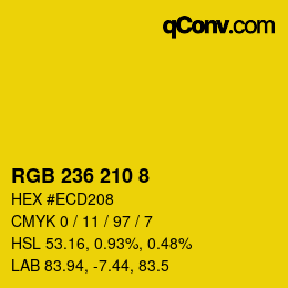 Color code: RGB 236 210 8 | qconv.com