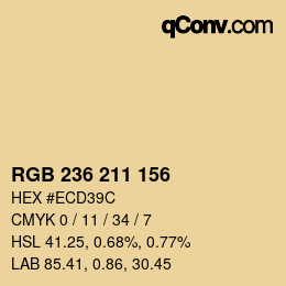 カラーコード: RGB 236 211 156 | qconv.com
