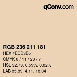 Color code: RGB 236 211 181 | qconv.com