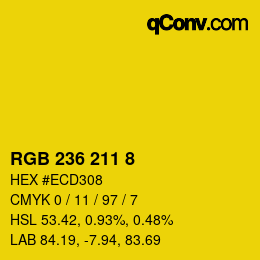 Color code: RGB 236 211 8 | qconv.com
