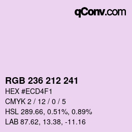 Color code: RGB 236 212 241 | qconv.com