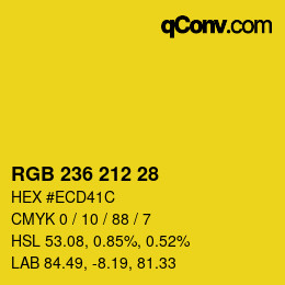 Color code: RGB 236 212 28 | qconv.com