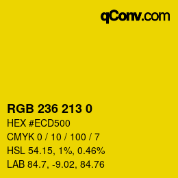 カラーコード: RGB 236 213 0 | qconv.com