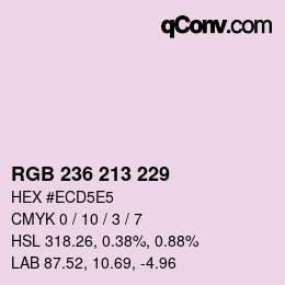 Color code: RGB 236 213 229 | qconv.com