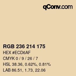 颜色代码: RGB 236 214 175 | qconv.com