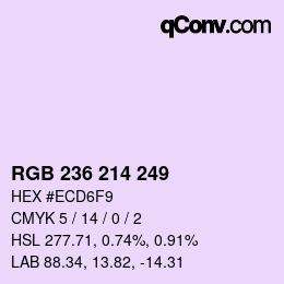 Color code: RGB 236 214 249 | qconv.com