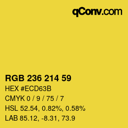Color code: RGB 236 214 59 | qconv.com