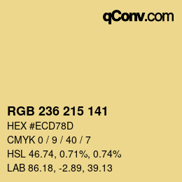 カラーコード: RGB 236 215 141 | qconv.com