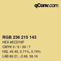 カラーコード: RGB 236 215 143 | qconv.com