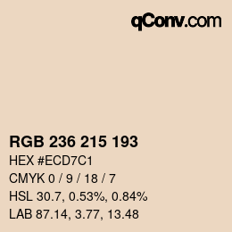 Código de color: RGB 236 215 193 | qconv.com