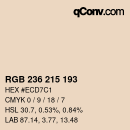 颜色代码: RGB 236 215 193 | qconv.com