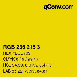 Color code: RGB 236 215 3 | qconv.com