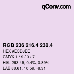 カラーコード: RGB 236 216.4 238.4 | qconv.com