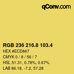 カラーコード: RGB 236 216.8 103.4 | qconv.com