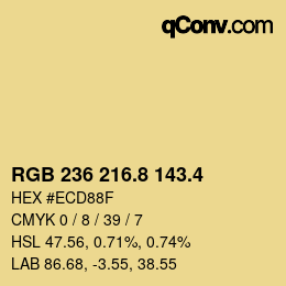 カラーコード: RGB 236 216.8 143.4 | qconv.com