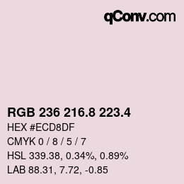 カラーコード: RGB 236 216.8 223.4 | qconv.com