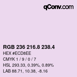 カラーコード: RGB 236 216.8 238.4 | qconv.com