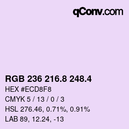 カラーコード: RGB 236 216.8 248.4 | qconv.com