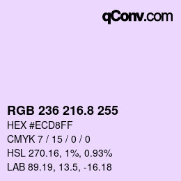 カラーコード: RGB 236 216.8 255 | qconv.com
