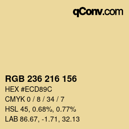 Color code: RGB 236 216 156 | qconv.com