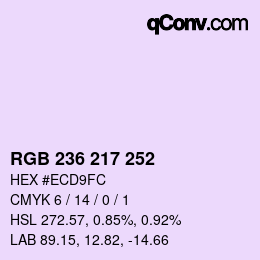 Color code: RGB 236 217 252 | qconv.com