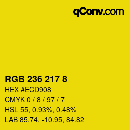 Color code: RGB 236 217 8 | qconv.com