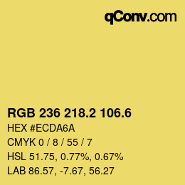 カラーコード: RGB 236 218.2 106.6 | qconv.com
