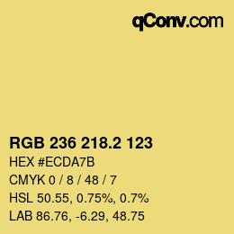 カラーコード: RGB 236 218.2 123 | qconv.com