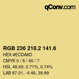 カラーコード: RGB 236 218.2 141.6 | qconv.com