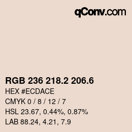 カラーコード: RGB 236 218.2 206.6 | qconv.com