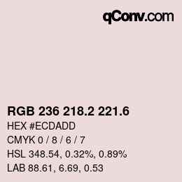 カラーコード: RGB 236 218.2 221.6 | qconv.com