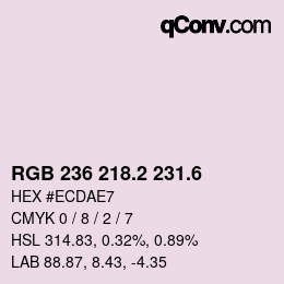 カラーコード: RGB 236 218.2 231.6 | qconv.com